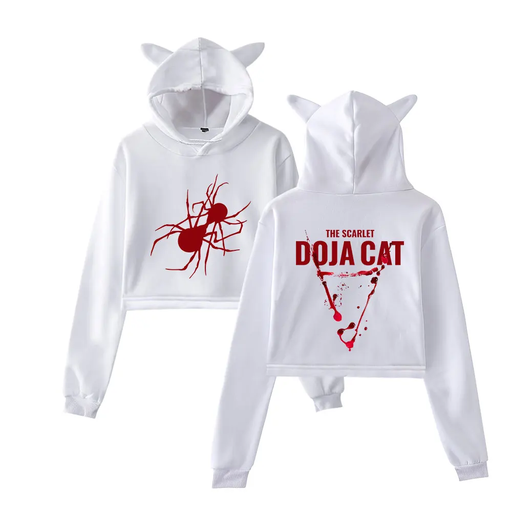 Doja Cat The Scarlet Tour 2023 Vintage 90s Streetwear logo Hoodie Merch Hoodies Sweatshirts for Girls Cat Ear Crop