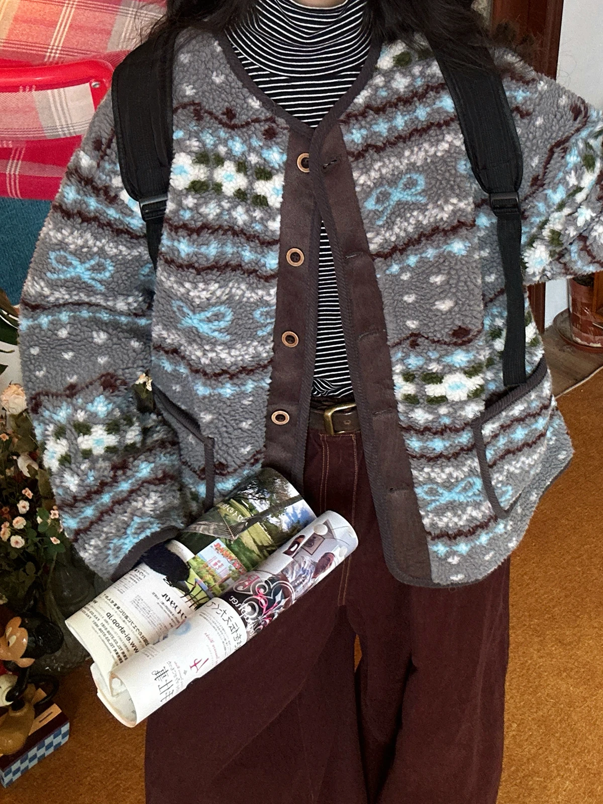 

Женский утепленный кардиган из овечьей шерсти, хлопковая куртка, новая зимняя теплая свободная верхняя одежда для повседневной носки, стандартный крой, длинный рукав