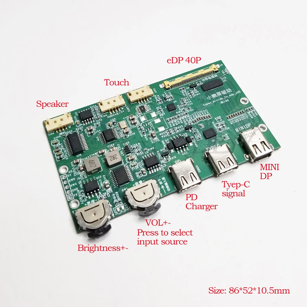 Type-c DP to eDP LCD Controller Board 2K 4K eDP Laptop Screen DIY Portable Display HDR ONE LINE 120HZ/144hz/165HZ/240hz/360hz