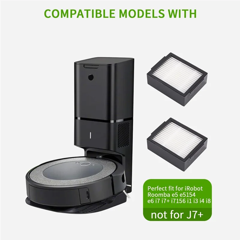 12 مرشح بديل HEPA لـ iRobot Roomba E5 E5154 E6 I7 I7+ I7156 I1 I3 I4 I8 (ليست لـ Combo J7+)، فلتر HEPA # قادرة على
