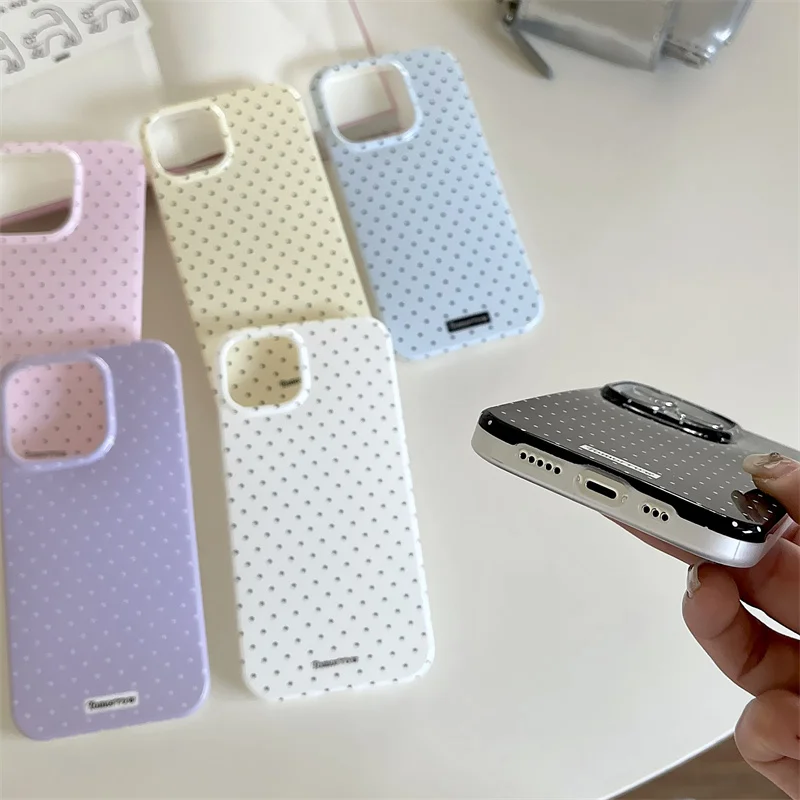 Simple Polka Dots Phone Case For iPhone 15 Pro 12 14 13 Pro Max 14pro Back Cover Fashion Soft Silicone Cute Cases For iPhone 15