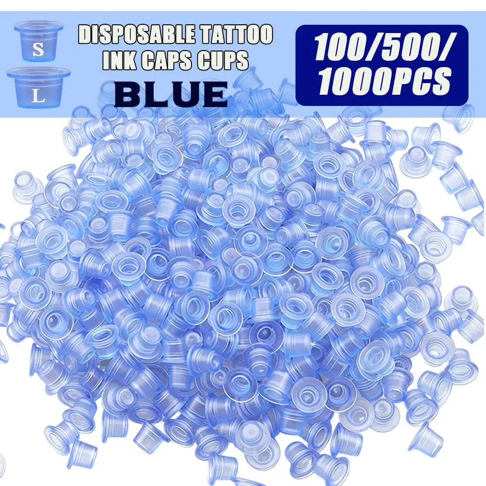 1000/500/100PCS Disposable Tattoo Ink Cups Caps Small Large Size Silicone Permanent Makeup Pigment Container Caps Accessories