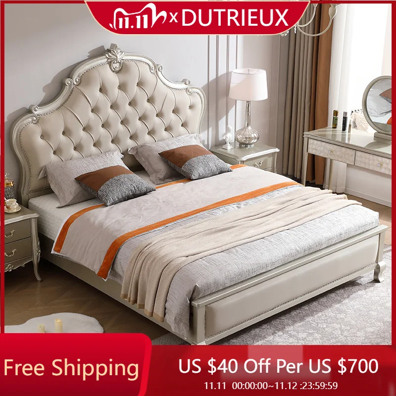 

Design Wedding Bed Frame European Confortable Light Luxury Quality Bed Aesthetics Home Fashionable Cama Casal Home Furniture