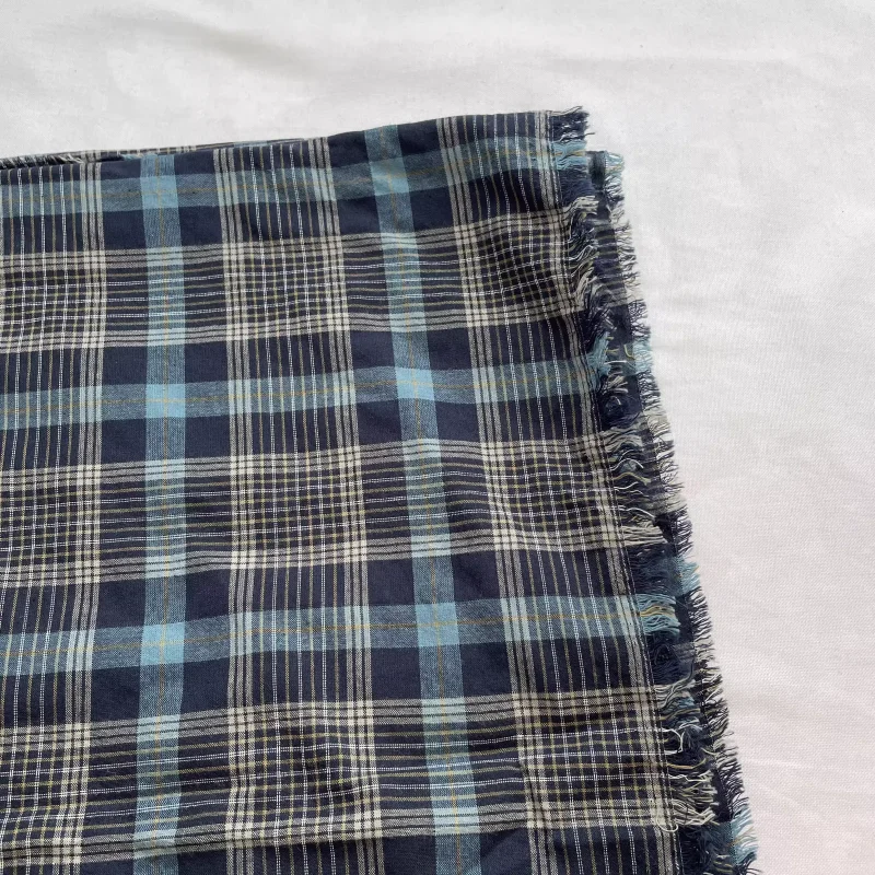 

Retro casual blue and black woven checkered cotton fabric for shirt dress diy handmade fabric