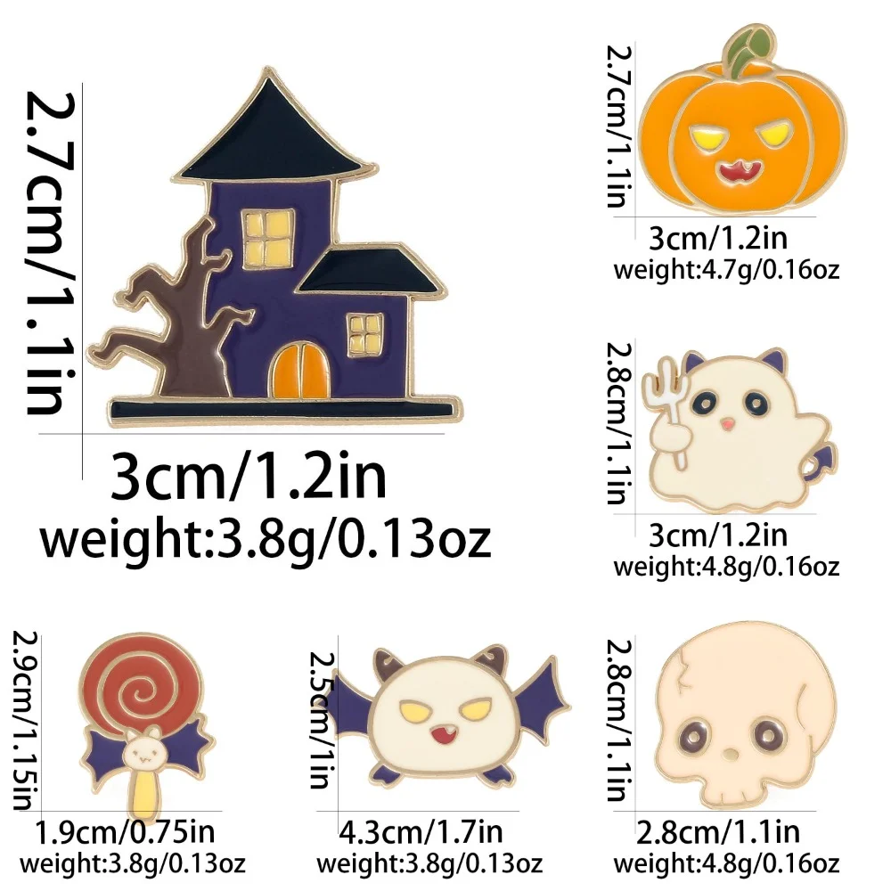 Cartoon Halloween Collection pins Cute Haunted House Ghost Pumpkin Lollipops Skull Head Enamel Brooches Festival Gift