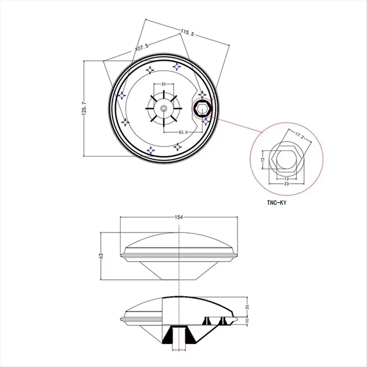 Jun.A-STA-107 GNSS Antenna Shell GPS GLONASS BDS S-BAND High- RTK GNSS Antenna Shell Household Power Tool Full-Band