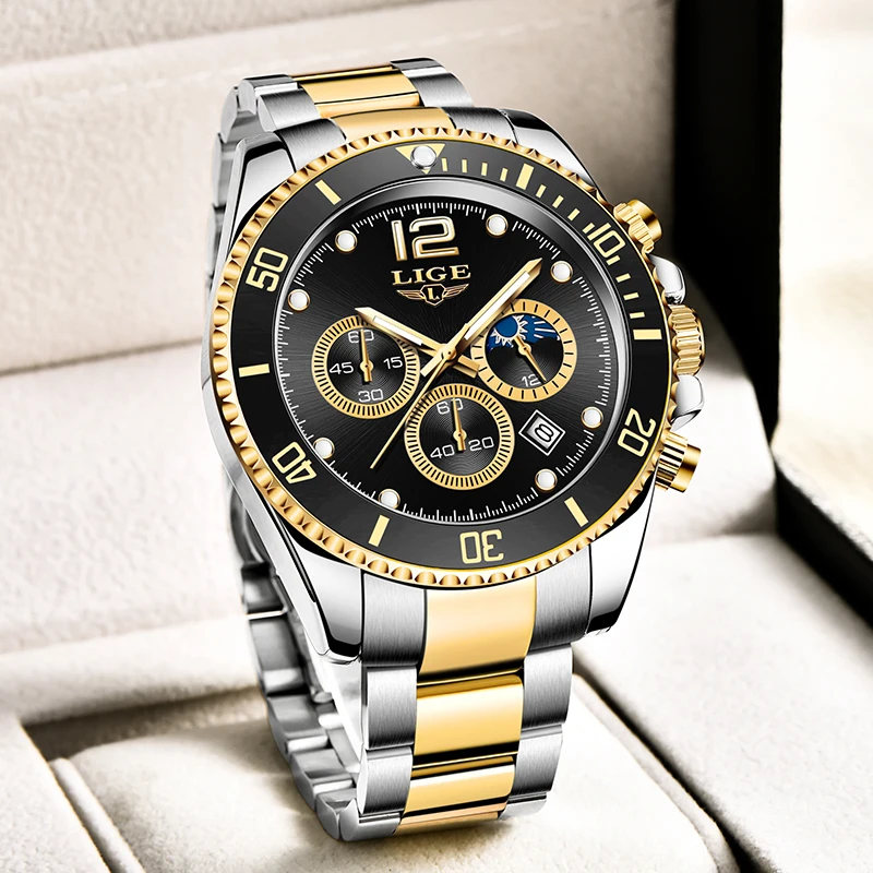 

LIGE man watch 2026 quartz wristwatch fashion business men sports watches waterproof clock luminous watches for men reloj+BOX