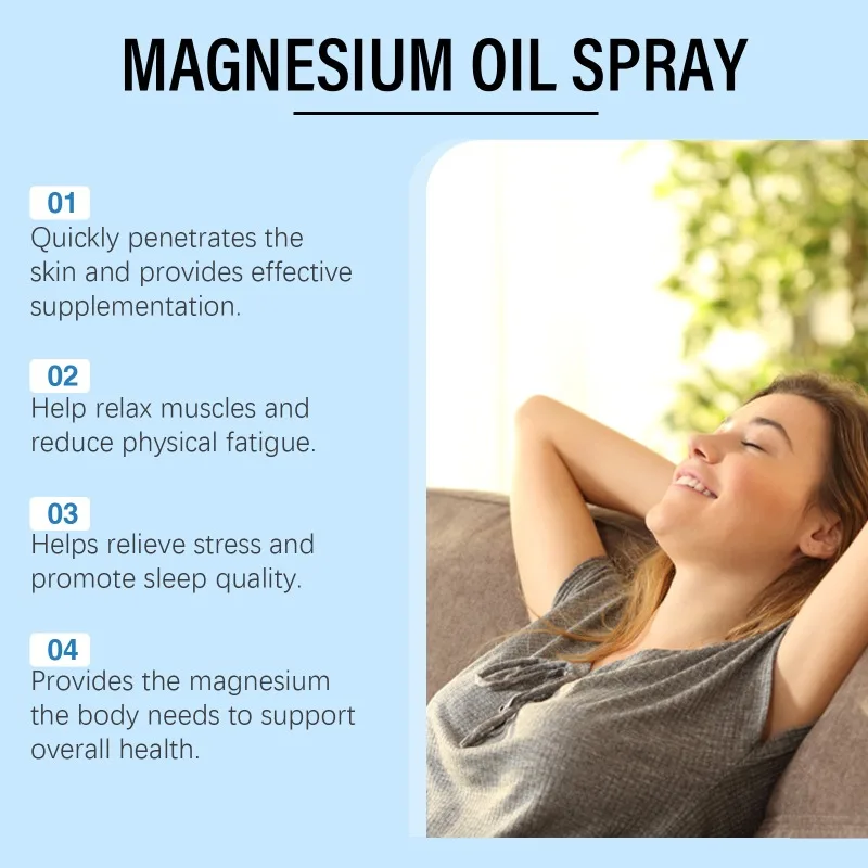 Magnesium Oil Spray Reduce Nerves Anxiety Calm Mood Relax Care Soothe Sleep Relieve Sleep Discomfort Natural Ingredients Spray