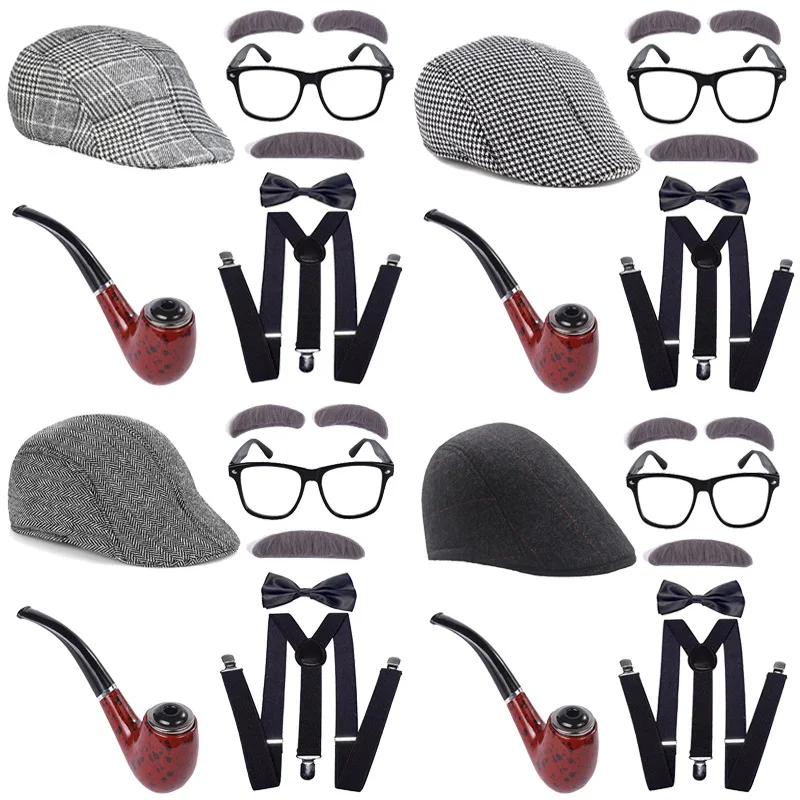 Children's Day Kids 100 Days Of School Costume For Boys Old Man Grandpa Beard Glasses Dress Up Props Halloween Carnival Party