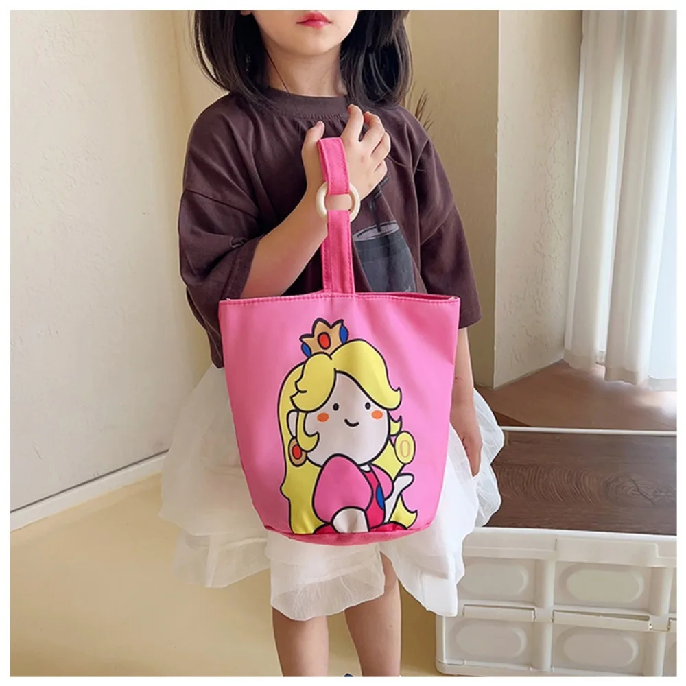 New Illustration Bucket Bag Outward Handheld Women's Bag Large Capacity Canvas Shoulder Bag