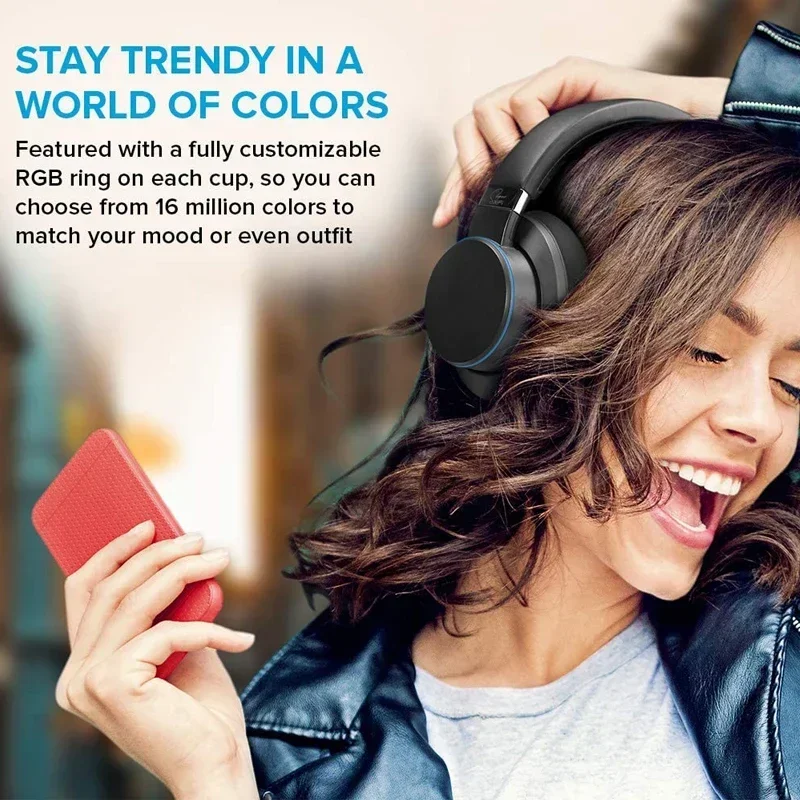 Creative SXFI AIR Bluetooth and USB Headphones with Super X-Fi Audio Holography, 50mm Drivers, microSD Card, Touch Controls and