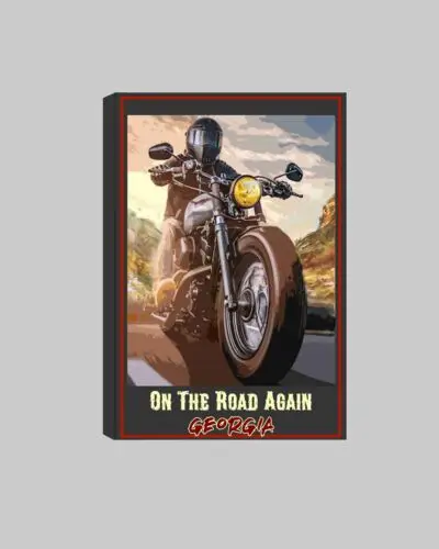 Georgina On the Road Again Motorcycle Travel Poster Live Toi Ride The Open Road