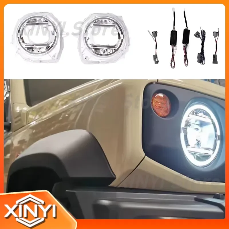 for Lantsun JMN134 Headlight Cover Trim Plastic Front LED Lamp Decoration for Jimny JB74 2018-2026 3/5 Door