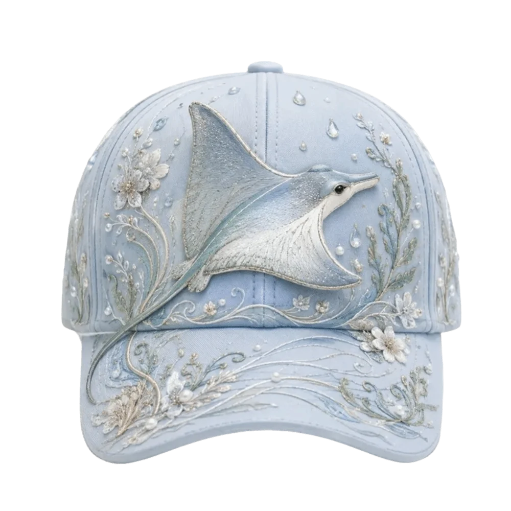 Creative 3D Ocean Creatures Embroidery Cap Adjustable Breathable Peaked Cap Ethnic Style Lightweight Baseball Cap Outdoor