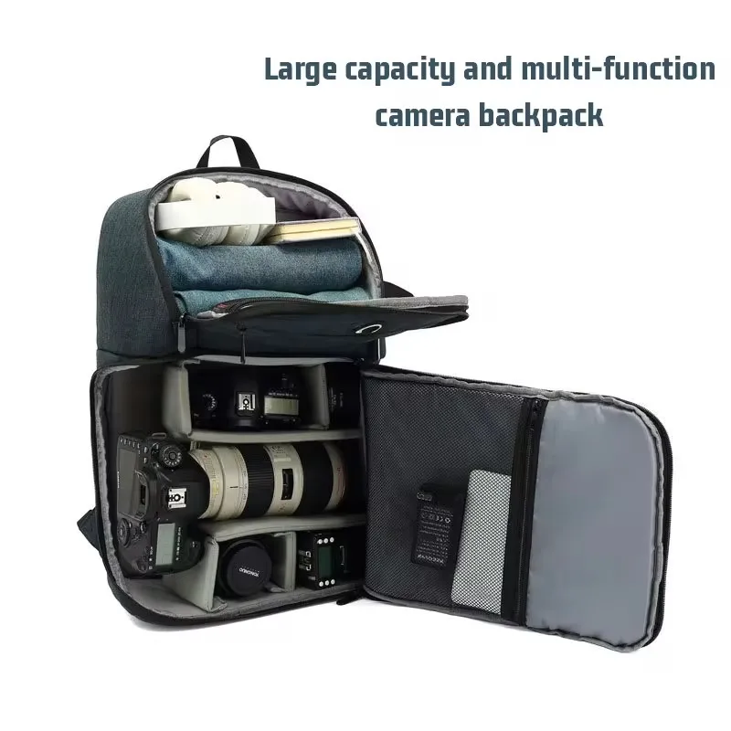 Nylon Professional SLR Camera Backpack Large Capacity Waterproof Outdoor Shooting Travel Can Bring Tripod Laptop Suitable