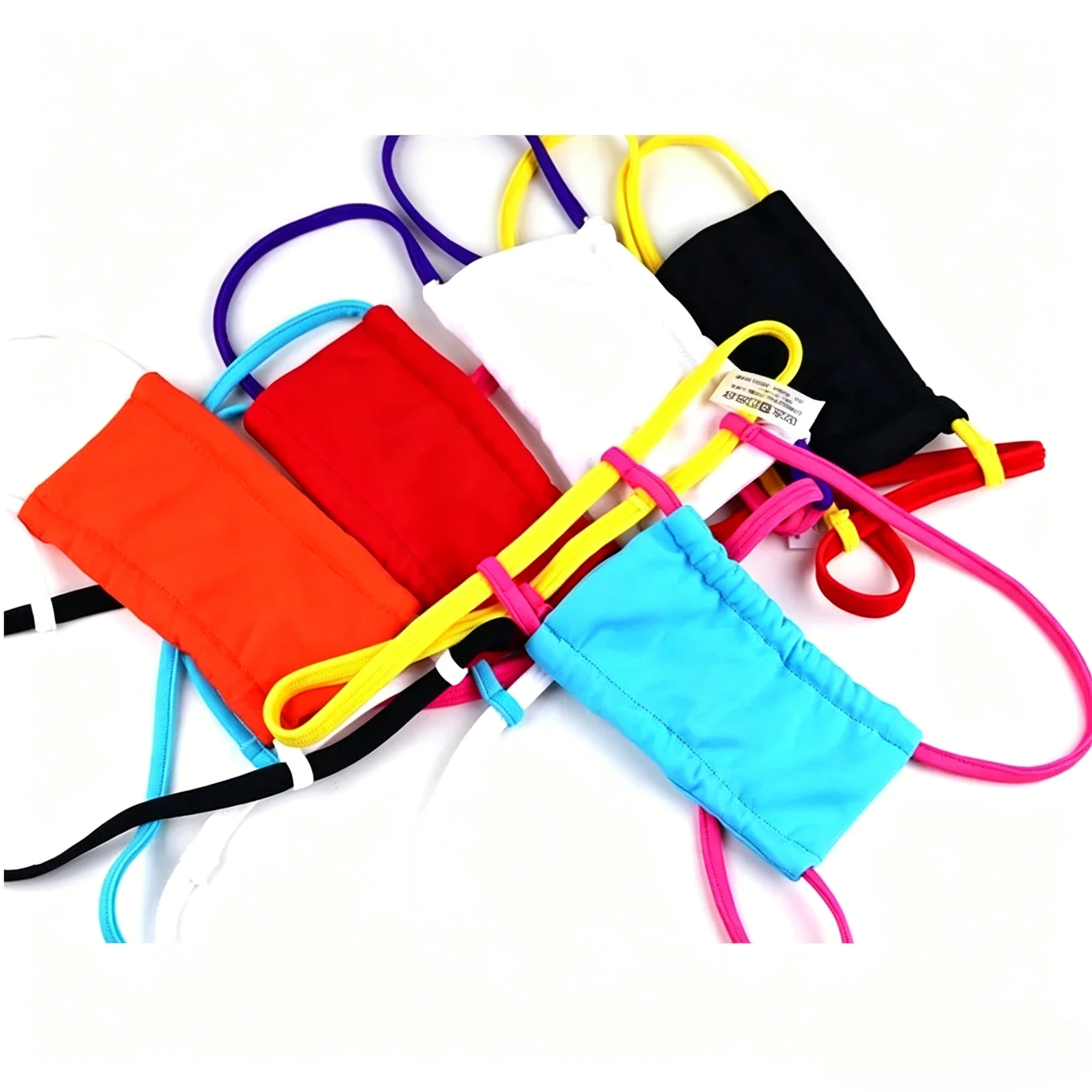 Men Color Contrast Slidable Thin String T-back Thong Double Rear Straps Low Rise Ice Silk Colorful Splicing Sexy G-string