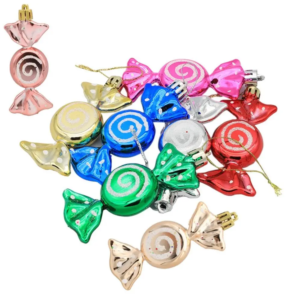 6PCS/Box Electroplated Painted Candy Christmas Tree Ornament DIY Crafts Painted New Year Christmas Gifts Boxes Pendant Pendant