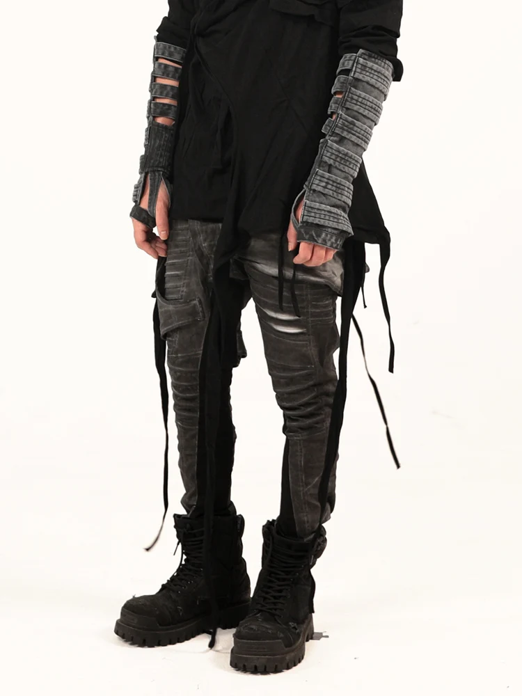 Wasteland Asymmetrical Skirt Pieces Crotch Small Feet To Make Old Casual Pants For Men Fashion