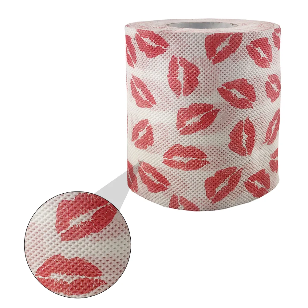 Fashion Household Red Lipstick Printed Roll Toilet Tissue Home 105x105cm Virgin Wood Pulp Pattern