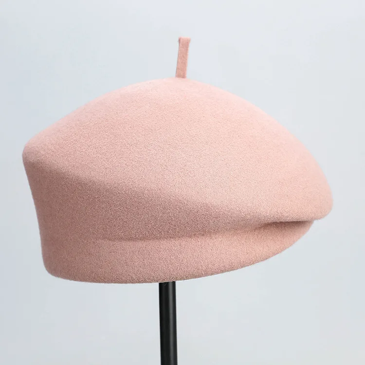 Sombrero de fieltro de lana para mujer, boina de estilo francés, gorrito de artista, ajustable, para invierno, para exteriores