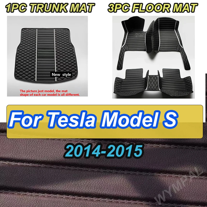 

LUXURY For Tesla Model S 2015 2014 Car Floor Mats Carpets Waterproof Leather
