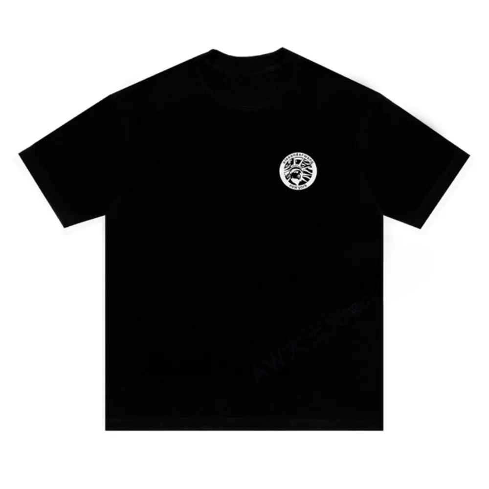 

Футболка мужская хлопковая с принтом, свободная винтажная рубашка в стиле Хай-стрит, хип-хоп, топ оверсайз в стиле Харадзюку, с коротким рукавом, в американском стиле