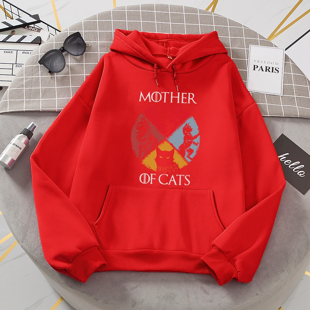 Cat Family Mother Of Cats Printed Tracksuit Women Novelty Fashion Hoody Sport Loose Oversized Hoodie Fleece Warm Basic Clothes