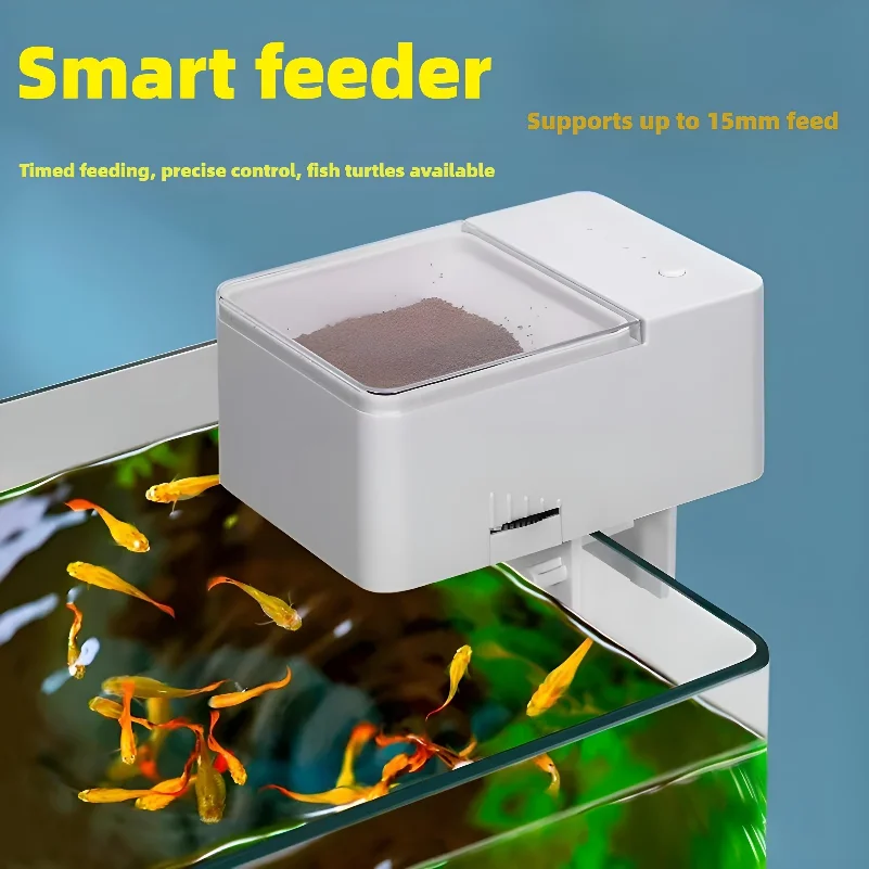 Automatic fish feeder/intelligent feeder, 4-speed timer, maximum support for 12MM fish food, suitable for turtles and fish