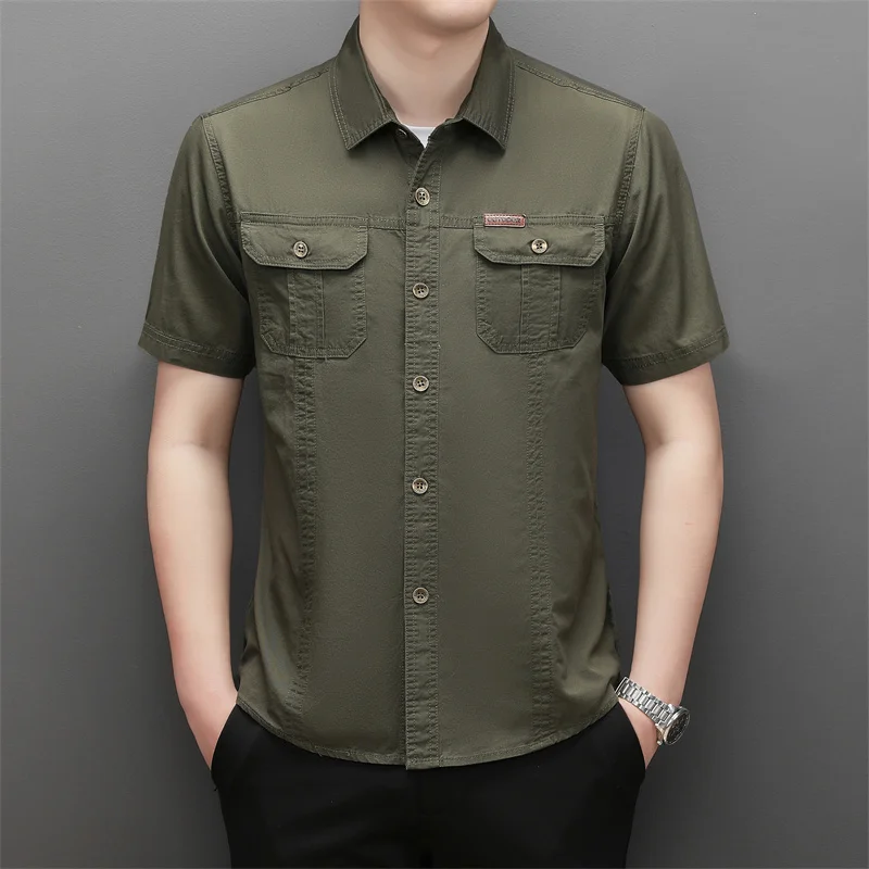 Cotton 100% Denim Shirts For Men Short Sleeve Classic Breathable Summer High-Quality Soft Comfortable Workwear Camisas De Hombre