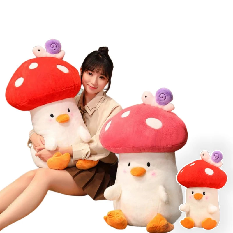 75cm Kawaii  Mushroom Chick Snail Plush Toy Stuffed Plants Plushies Throw Pillow Doll Cushion for Kids Girl Creative Gift Decor