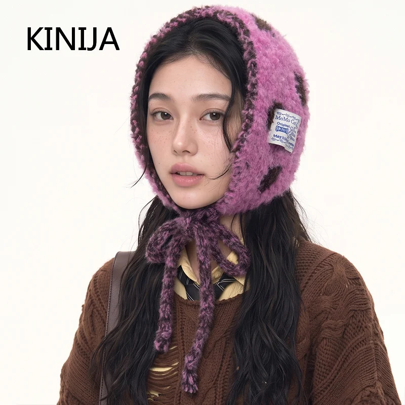 Korea Girls Knitted Earmuffs Cute  Women Dots Strap Ear Protection Lady Warm Versatile Earflap Warm Neck Winter Protect Warm