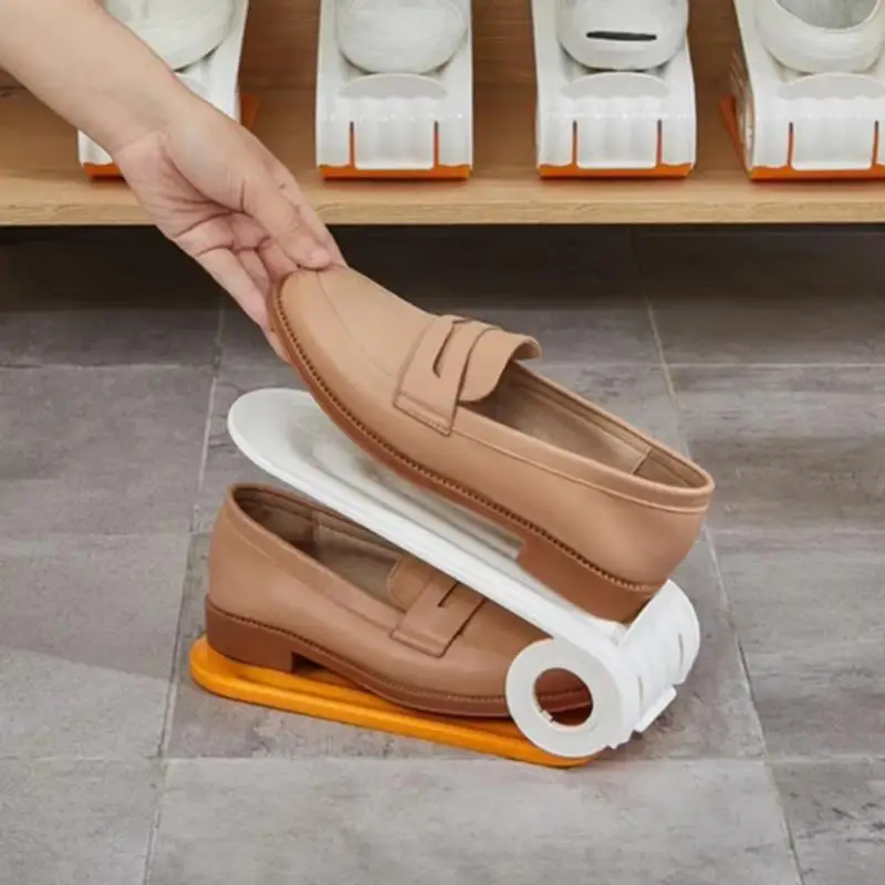 Plastic Shoe Rack Organizer Beautiful Color Double Shelf Space Savers Adjustable Shoes Rack Household