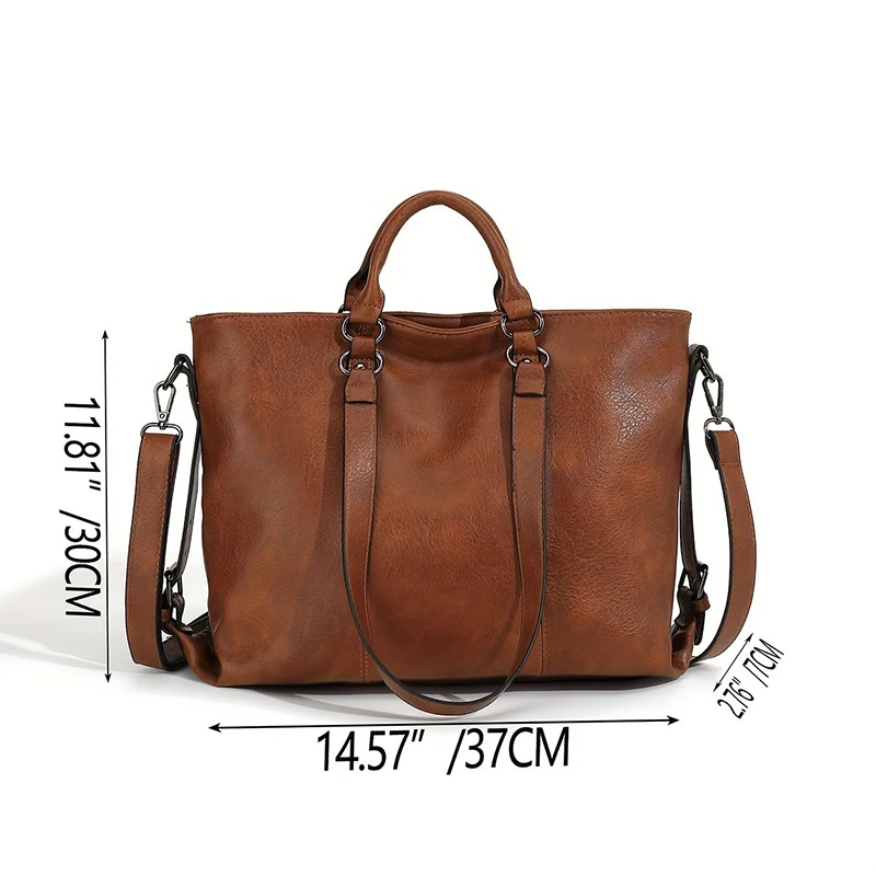 

Women's new retro commuting tote bag large capacity crossbody bag high-end Western style shoulder bag retro soft leather handbag