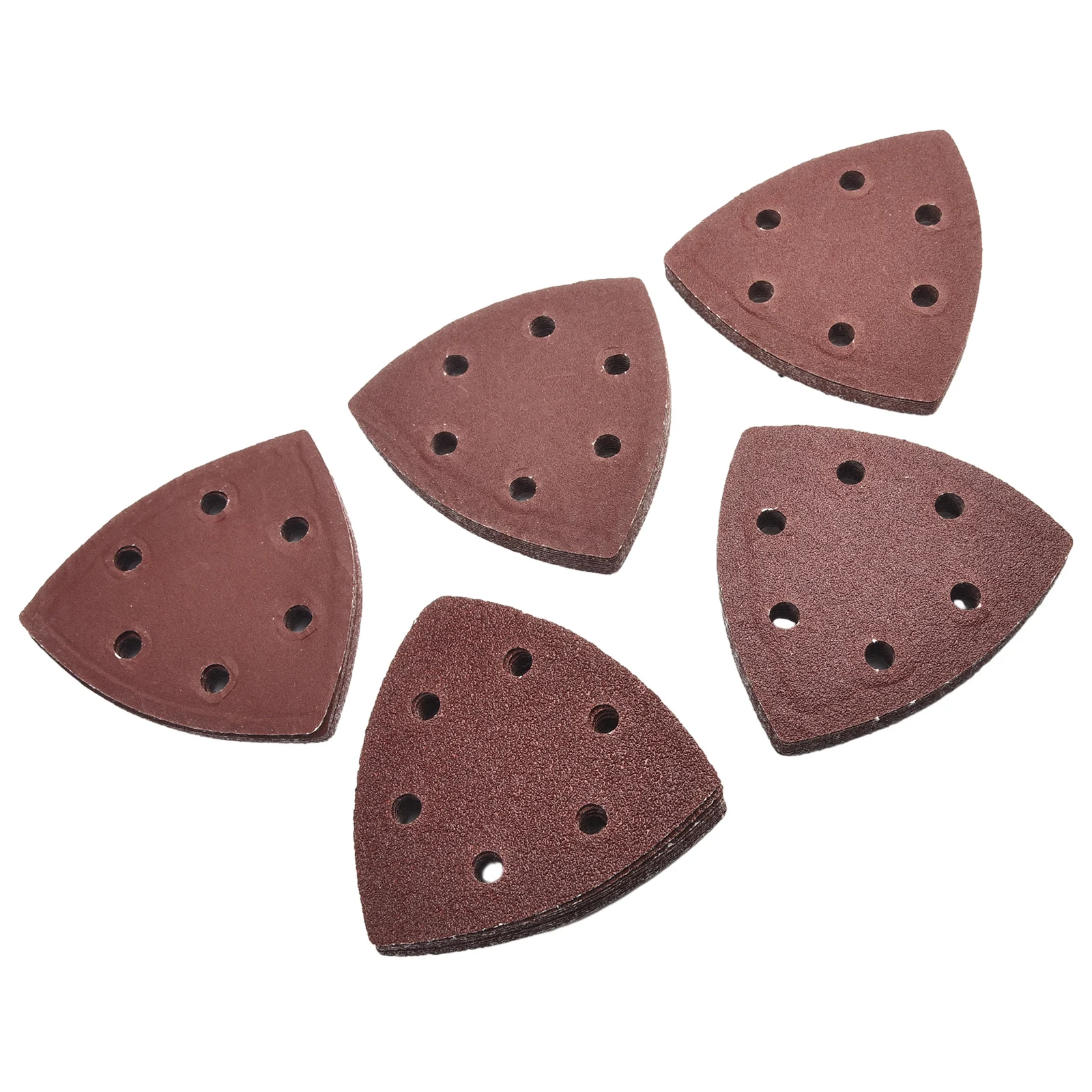 

Aluminum oxide Paper Pads Sanding Sheets Triangle Sandpaper Kit Set Tools 50pcs 6 holes 60-240 Grit 90*90*90mm New Practical