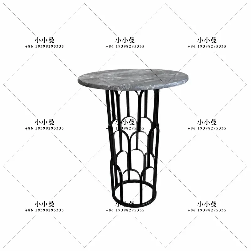 Italian Style Simple Light Luxury Marble Wrought Iron Coffee Table Side Table for Living Room Corner Hotel Villa Model Room