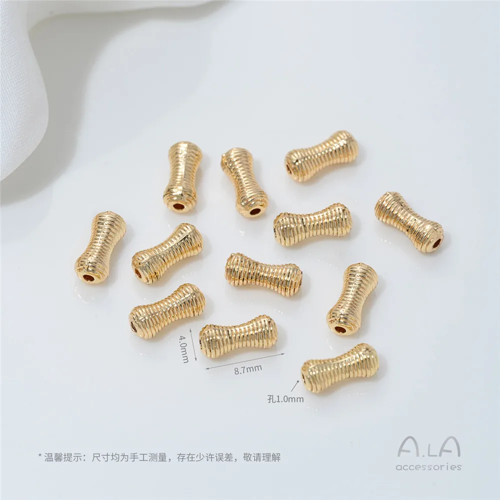 C46 14K Gold Plated Cylindrical Through Hole Beads Small Waist Spacer Beads DIY Bracelet Crystal Jewelry Making