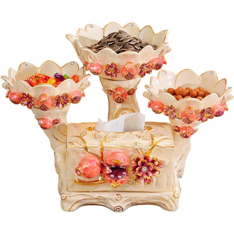 

Ceramic Fruit Plate Set Living Room Home Creative Luxury High-End Fruit Plate Large Tea Table