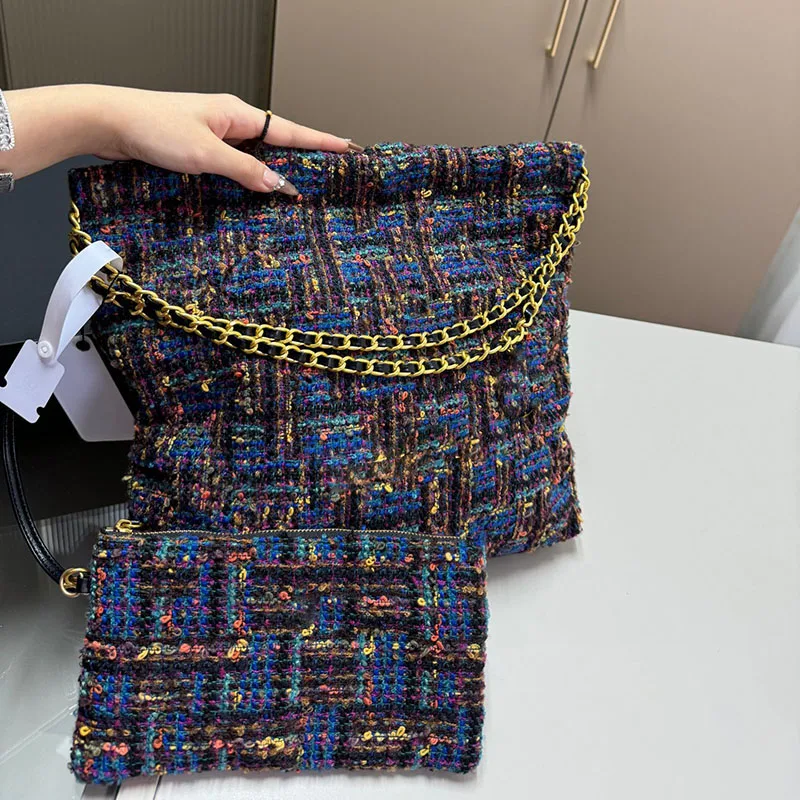 Designer Soft Tweed Shoulder Bag Autumn Winter Wool Bags for Women 2024 New Small Tote Bag Female Girls Purse Handbag