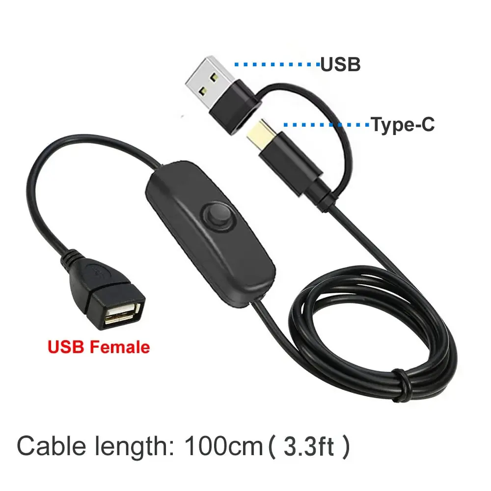 Type C Switch Cable with USB to DC Power Switch