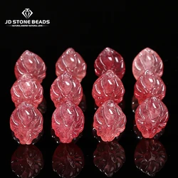 1 Pc Natural Strawberry Quartz Carved Nine-Tailed Fox Bead Charm Pendant For Jewelry Making Diy Necklace Bracelet Accessory