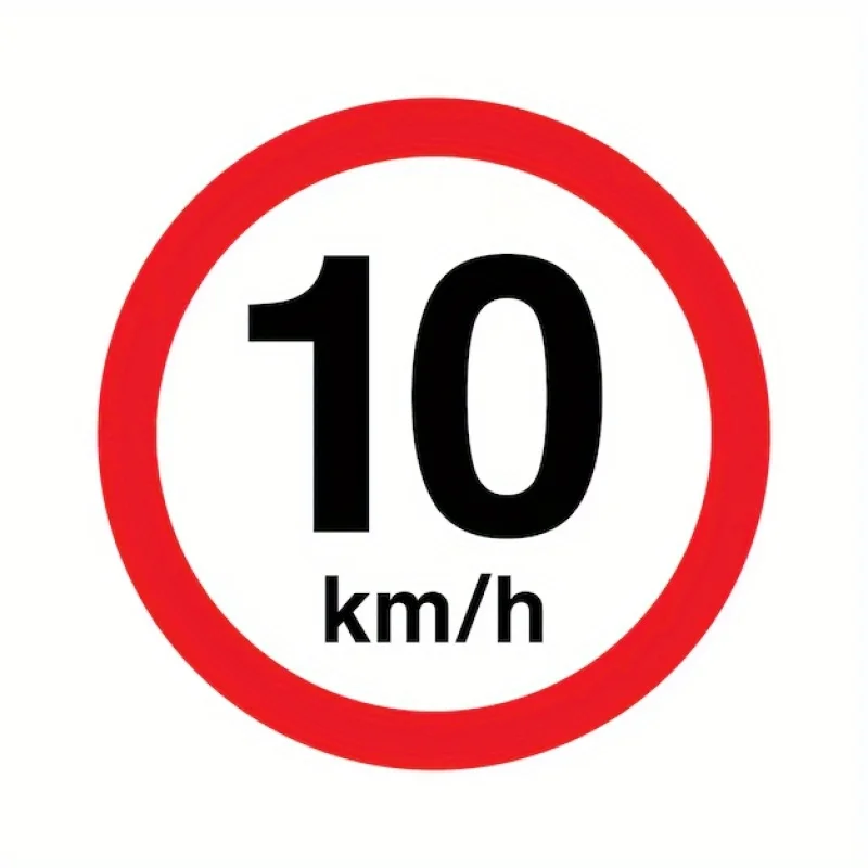 Speed Limit 10 Km/h (or 8 MPH) Sign - Retro Metal Wall-Mounted Speeding Decoration - 8x8 Inch Aluminum Safety Sign Suitable for