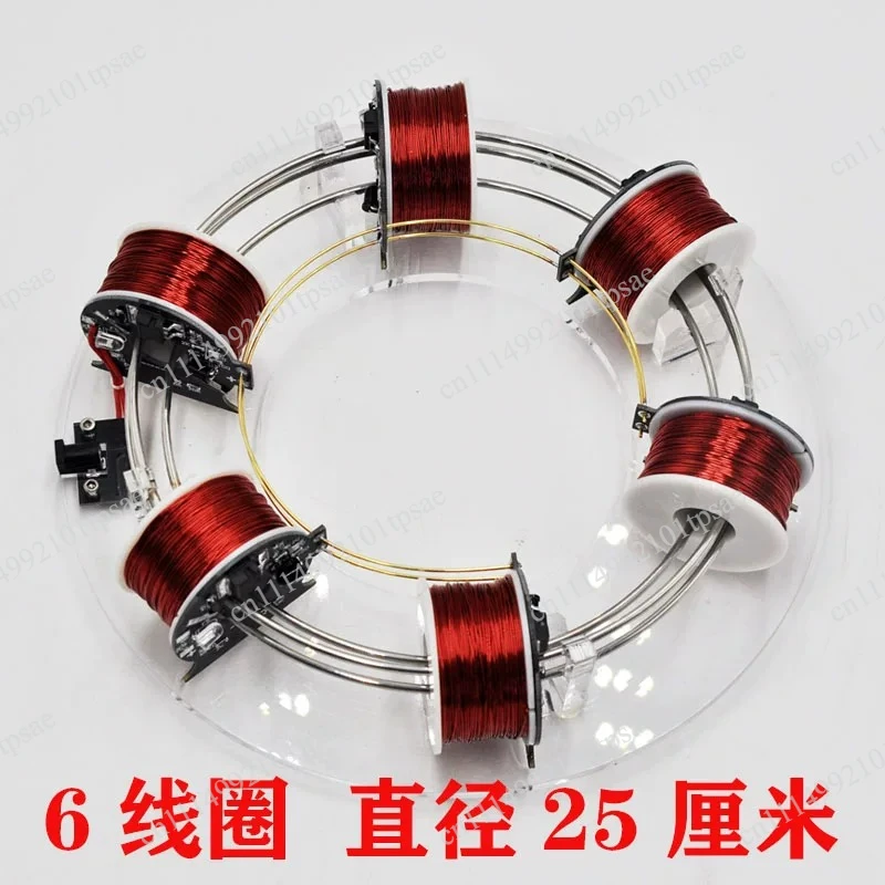 Self made six coil circular experimental equipment for electromagnetic ring cyclotron