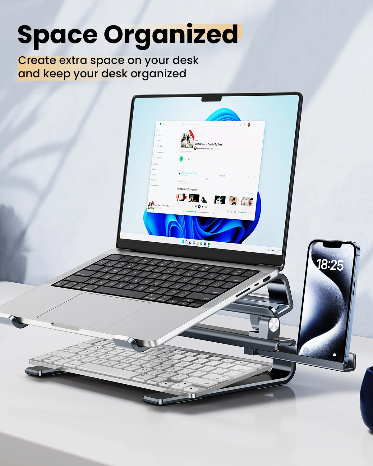 Oatsbasf Heat Dissipation Laptop Stand Desktop Computer Heighten Stand Notebook Booster for 10-18''Devices 150° Angle Adjustment