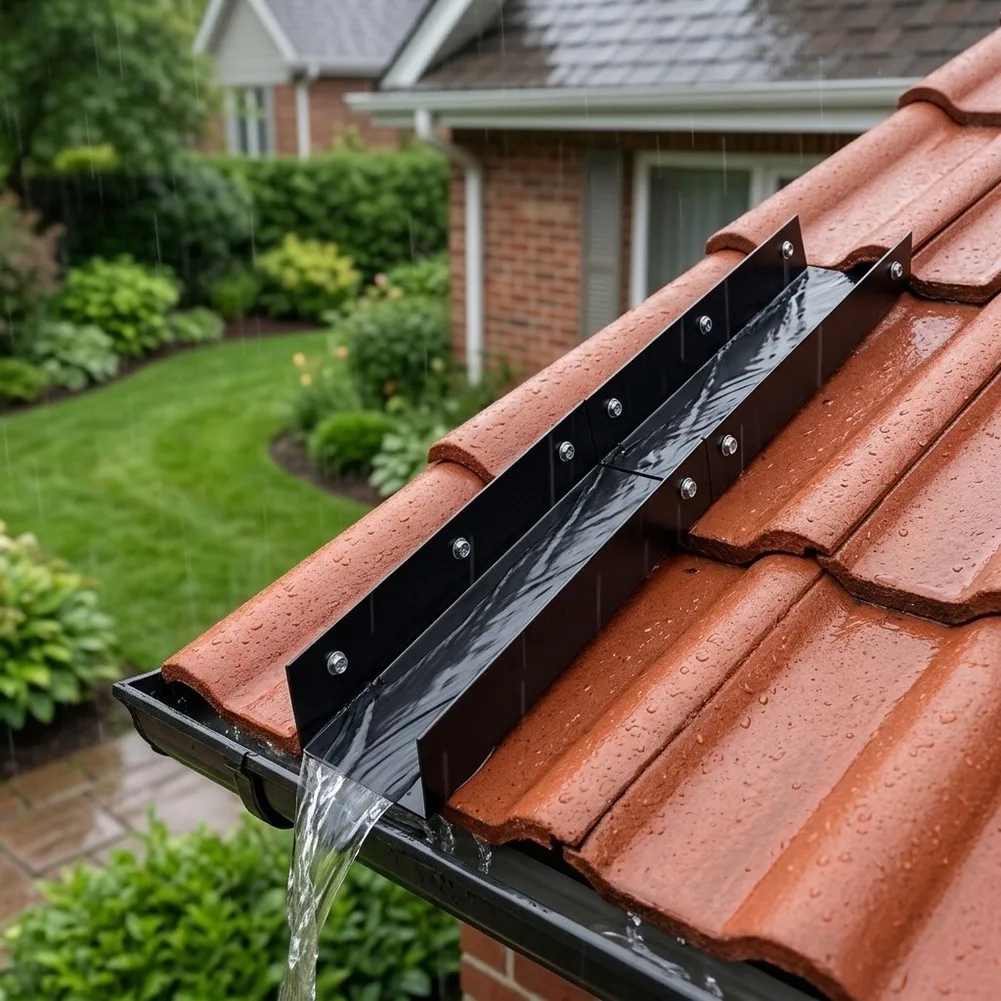 3.2ft Black Galvanized Steel Rain Diverter for Roof Edge Guidance Door Entries For Windows Roof Vents and Transitions