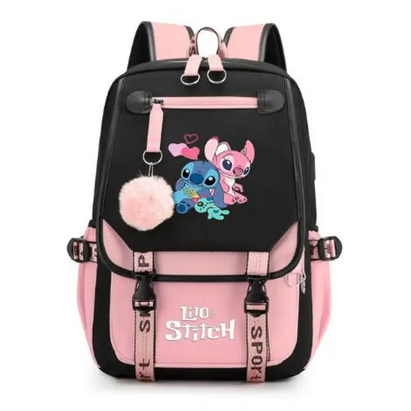 Mochila con estampado de Lilo Stitch para estudiantes, morral deportivo para adolescentes, bolsa de viaje para ordenador portátil