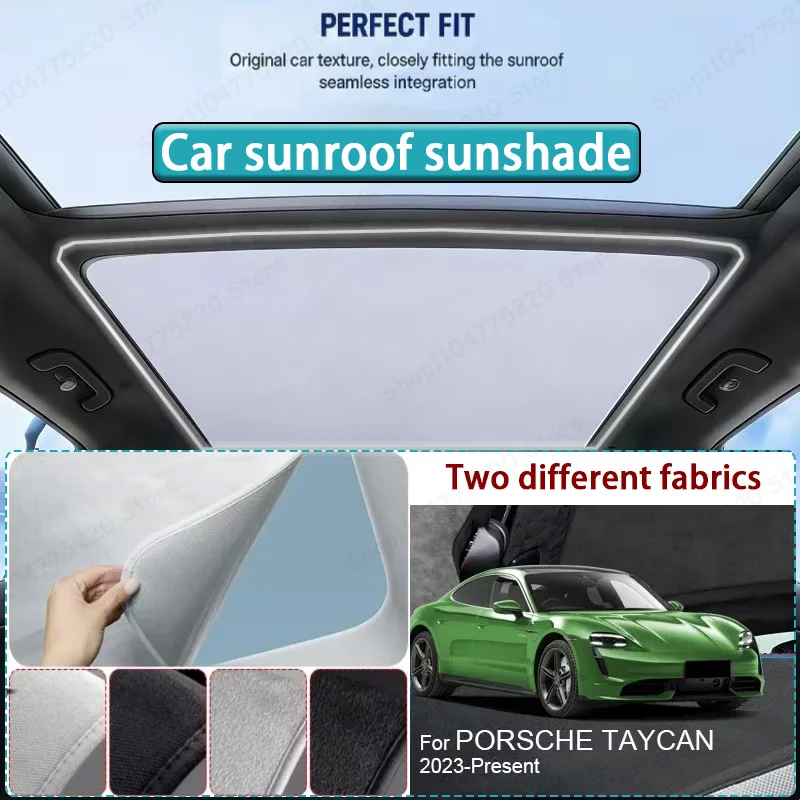 

For PORSCHE TAYCAN 2023-Present Car Sunroof Sunshade Heat Insulation UV Protection Electrostatic Suede Skylight Cover
