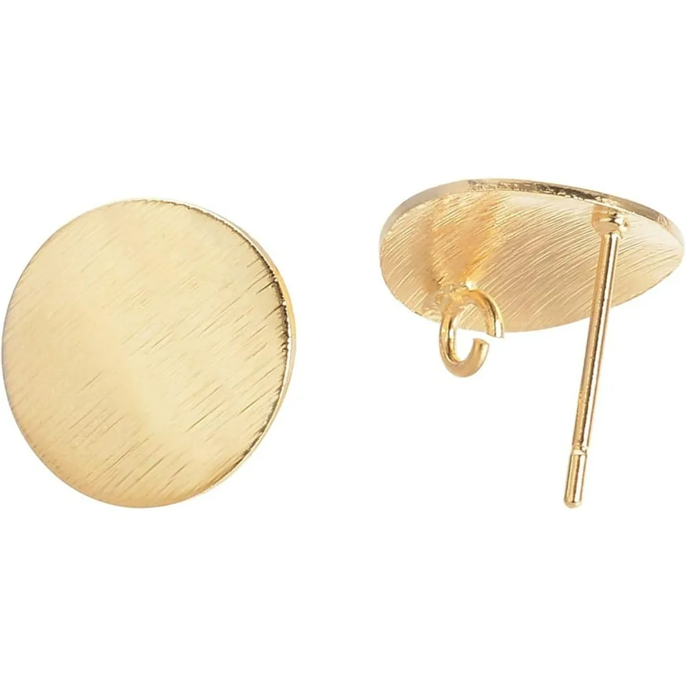 

20PCS 18K Gold Plated Circle Disc Earring Studs Drop Earring Stud with Hoop for DIY Jewelry Making Findings 15mm in making kit