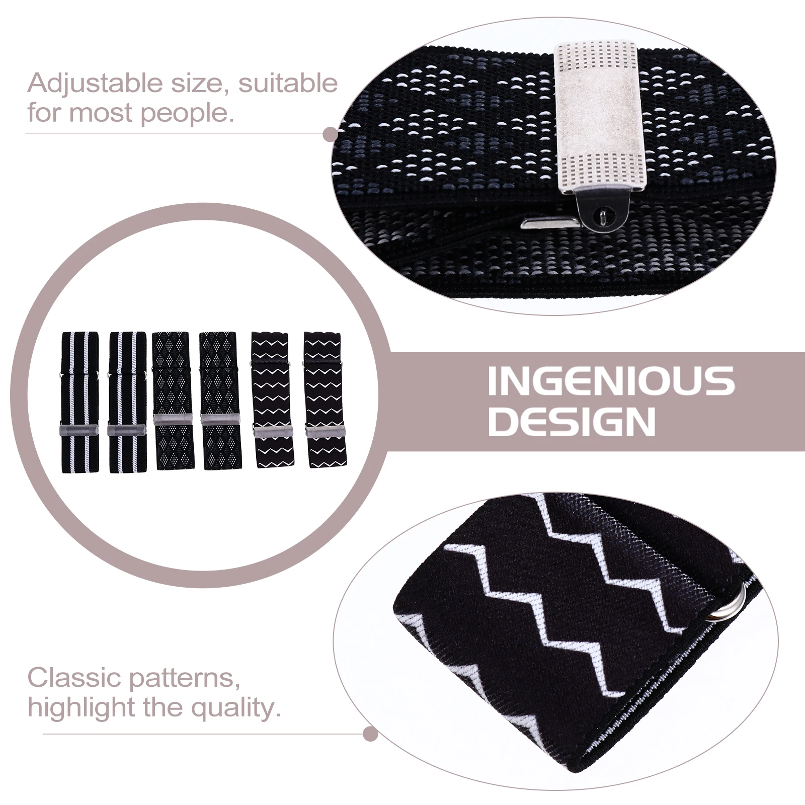 

3pcs Adjustable Elastic Armbands Shirt Sleeve Holders Reusable Metal Buckle Cuff Rings For Parties Dance Wear Fashion Jewelry