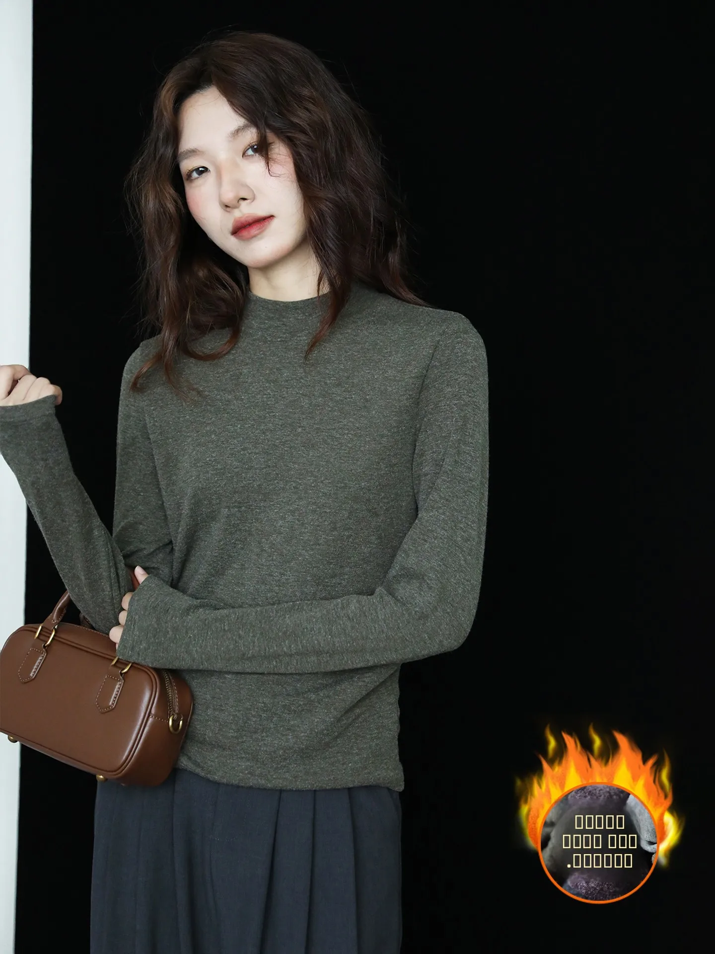 

Утепленная женская футболка с длинным рукавом для повседневной носки, базовая модель, удобный топ для осени и зимы