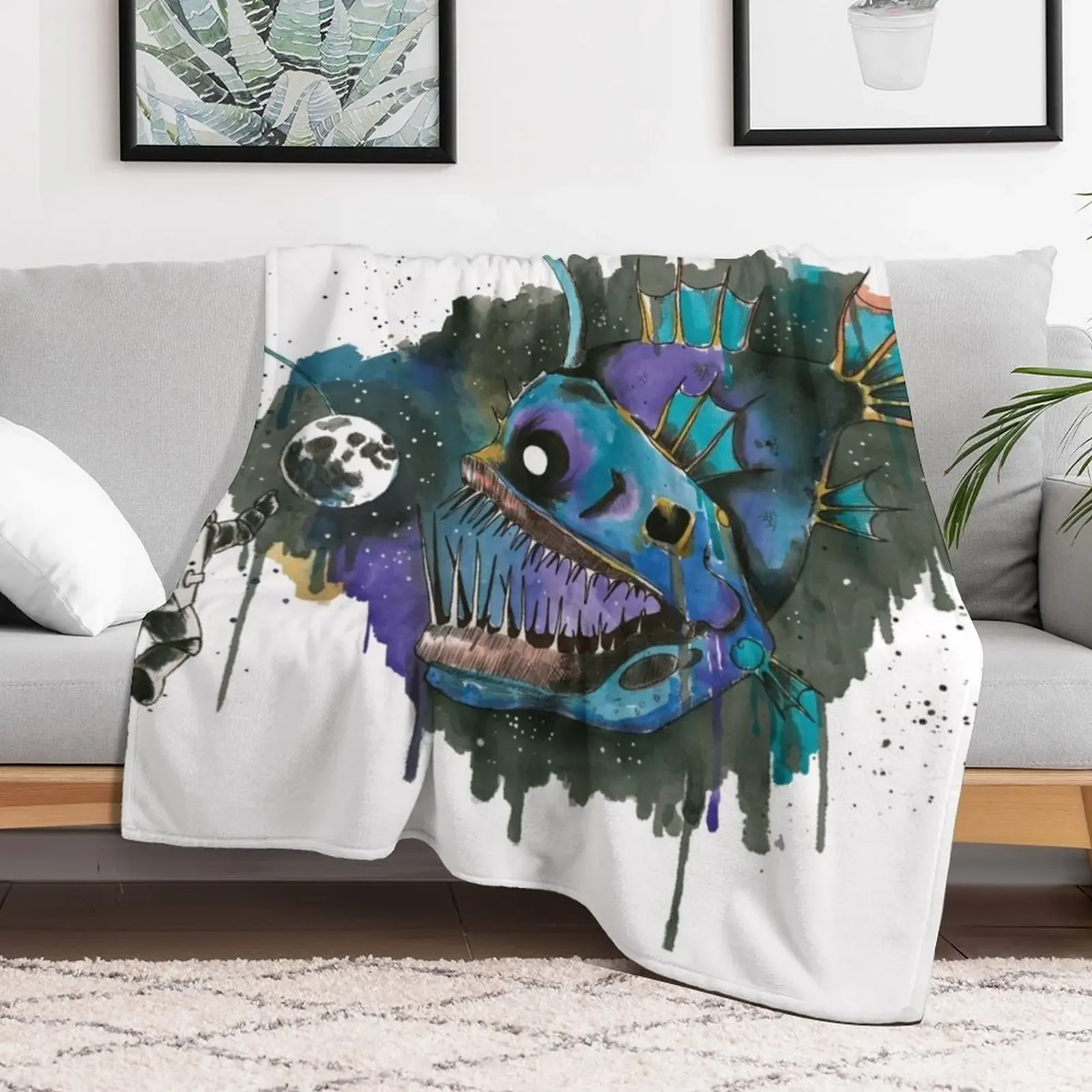 anglerfish Throw Blanket Plush Vintage Baby for babies Blankets